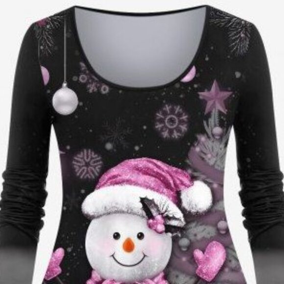 New 2X Christmas Tree Snowflake Snowman Sparkling 3D Print Top & Leggings Outfit - Picture 3 of 5